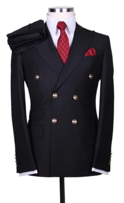 Slim Fitted Cut Mens Black Double Breasted Blazers - Double Breasted Sport Coat