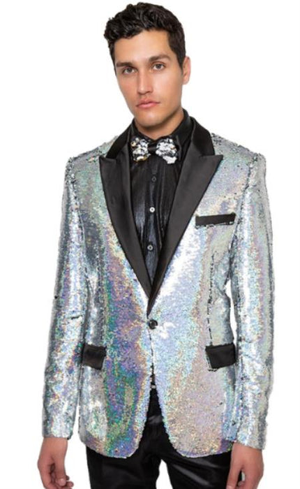 Mens Sequin Tuxedo - Sequin Suit + Black Pants + Matching Bowtie (Jacket and Pants)