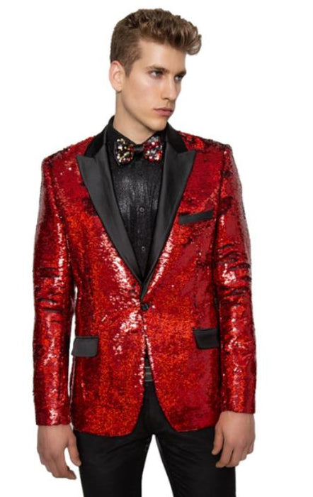 Mens Sequin Tuxedo - Sequin Suit + Black Pants + Matching Bowtie (Jacket and Pants)