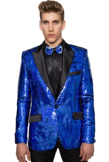 Mens Sequin Tuxedo - Sequin Suit + Black Pants + Matching Bowtie (Jacket and Pants)