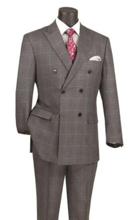 Mens Plaid Suit - Windowpane Suit - Double Breasted Suits