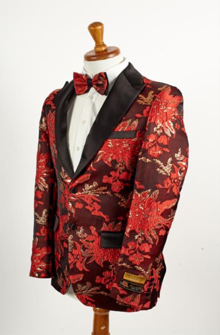 Red Floral Suit - Red Floral Blazer - Red Floral Tuxedo