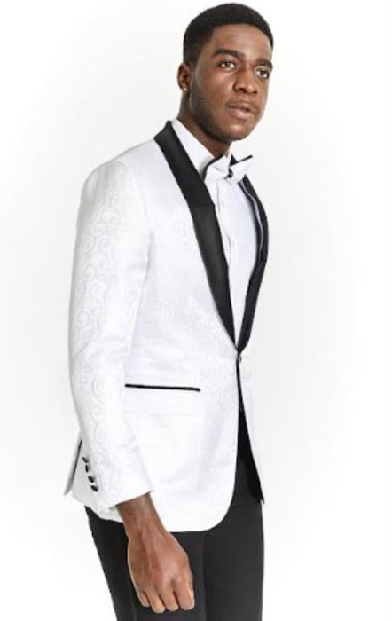 Big And Tall Suit For Men - Jacket + Pants + Bowtie + Pants - White Suit