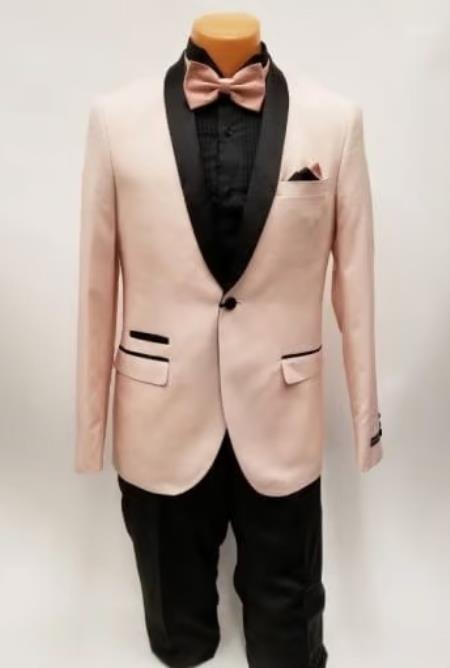 Mens Rose Gold Tuxedo One Button Shawl Lapel Prom and Wedding