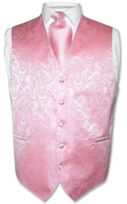 Mens Paisley Tone On Tone Rose Gold Vest with Tie Set