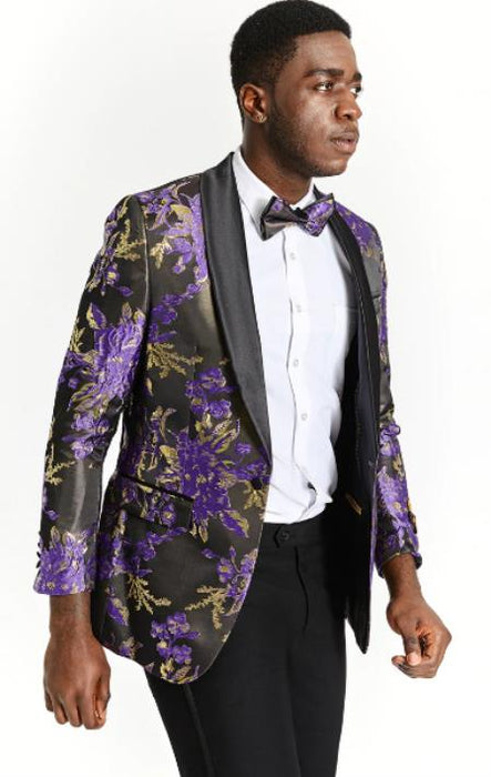 Purple Paisley Tuxedo suit + Matching Pants + Matching Bowtie