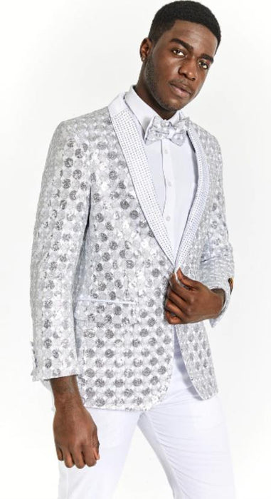 Mens One Button White Tuxedo Dinner Jacket