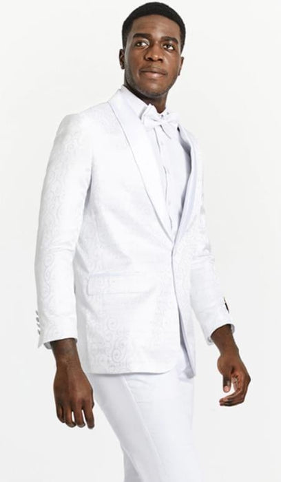 Mens One Button White Tuxedo Blazer