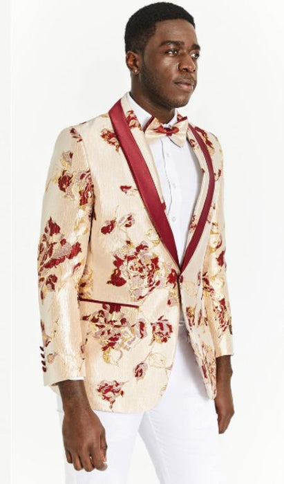 Big and Tall Dinner Jacket - Big Man Sport Jacket - Mens Blazer - Ivory and Burgundy