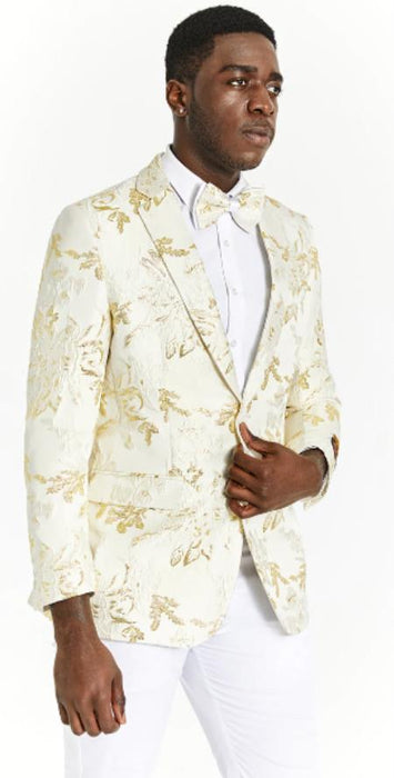 Big and Tall Dinner Jacket - Big Man Sport Jacket - Mens Blazer - Ivory and Gold