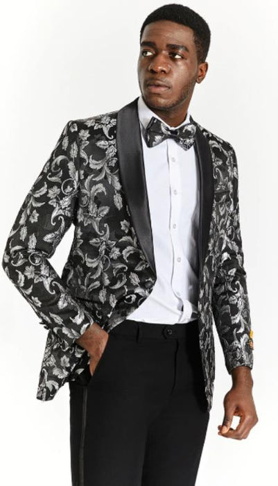 Big and Tall Dinner Jacket - Big Man Sport Jacket - Mens Blazer - Black and Silver