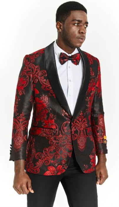 Big and Tall Dinner Jacket - Big Man Sport Jacket - Mens Blazer - Black and Red