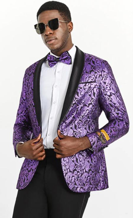 Big and Tall Dinner Jacket - Big Man Sport Jacket - Mens Blazer - Black and Purple