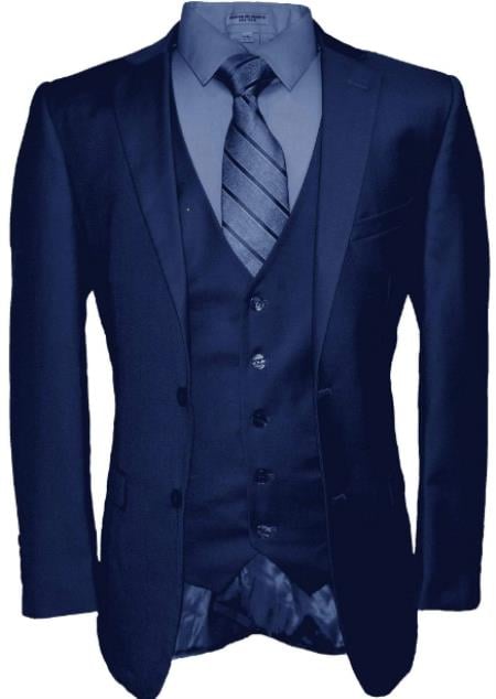 Mens Vested Modern Fit Suits Navy