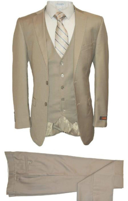 Mens Vested Modern Fit Suits Tan