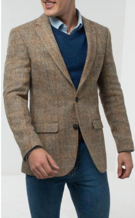 Mens Harris Tweed Jacket in Brown