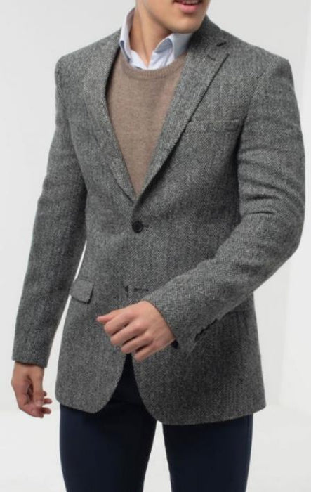 Mens Harris Tweed Jacket in Gray