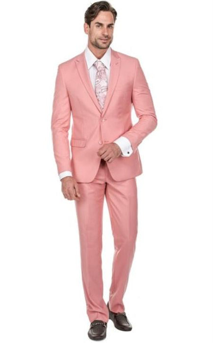 Call if not Text or Whatsup 3104300939 To Setup The Group - Call: 3104300939 Slim Fit Suits - Prom Suits - Pink 2 Button Groomsmen Suit