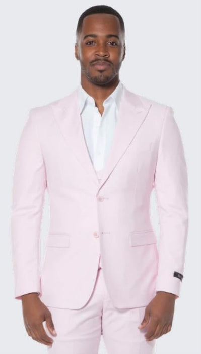 Mens Pink Suit Three Piece Set