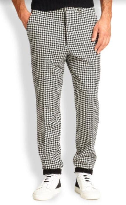 Mens Grey Houndstooth Dress Pants