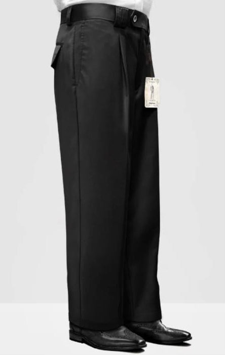 Mens Pant - Pleated Wide Leg - Black