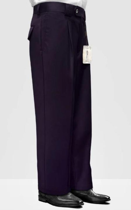 Mens Pant - Pleated Wide Leg - Eggplant