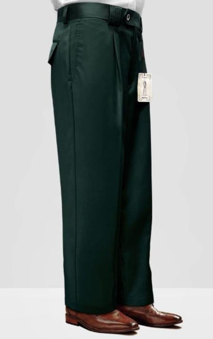 Mens Pant - Pleated Wide Leg - Hunter Green