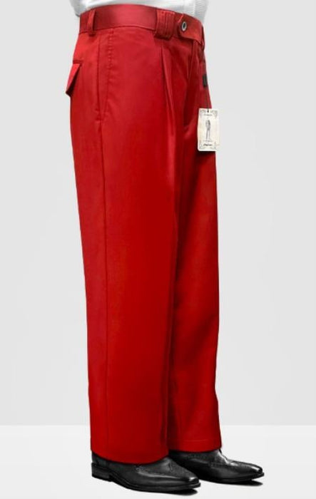 Mens Pant - Pleated Wide Leg - Red