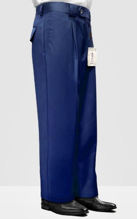 Mens Pant - Pleated Wide Leg - Sapphire