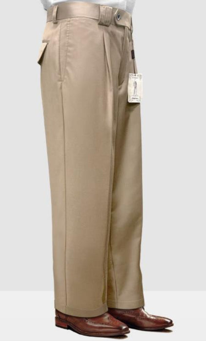 Mens Pant - Pleated Wide Leg - Tan