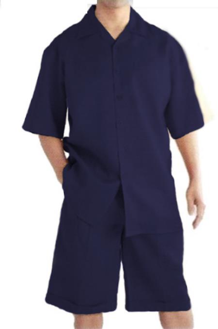 Mens Walking Suits With Shorts + Shorts Navy