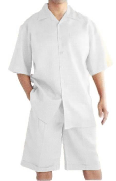 Mens Walking Suits With Shorts + Shorts White