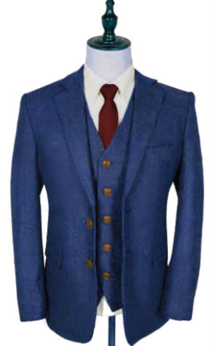 Vintage Suits - Tweed Suits - Herringbone Suits Blue