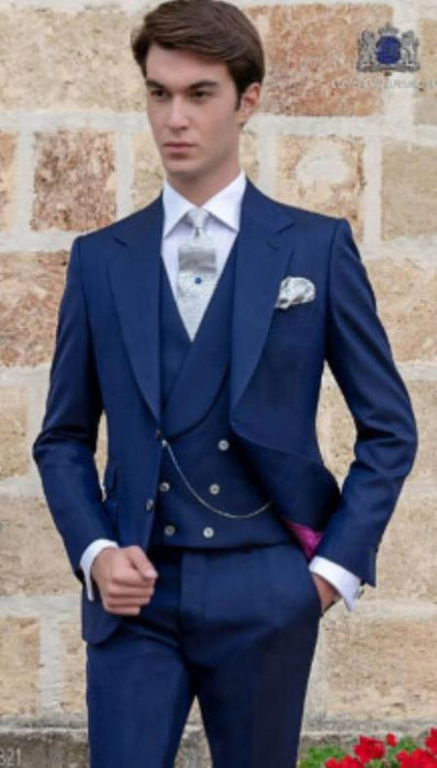 Royal Blue Suits - Cobalt Blue Vested 3 Pieces Suits - Wedding Suit