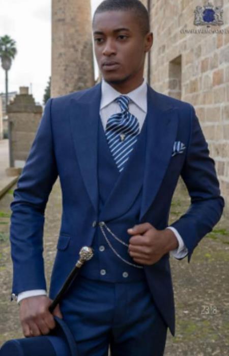 Royal Blue Suits - Cobalt Blue Vested 3 Pieces Suits - Wedding Suit