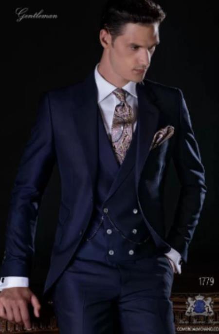 Royal Blue Suits - Cobalt Blue Vested 3 Pieces Suits - Wedding Suit