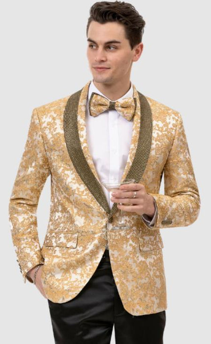 Ivory and Gold Tuxedo - Flower Floral Suit - Paisley Suit