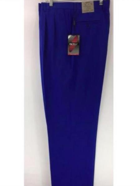 Mens Double Pleated Trousers - Double Pleated Dress Pants - Slacks Royal Blue