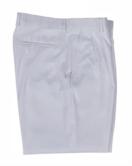 Mens Double Pleated Trousers - Double Pleated Dress Pants - Slacks White