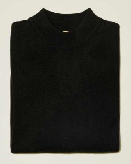 Mens Mock Neck Black