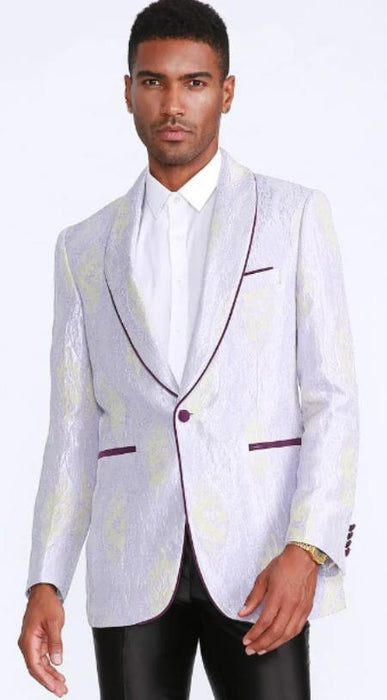 Mens Lavender Tuxedo Jacket With Fancy Pattern