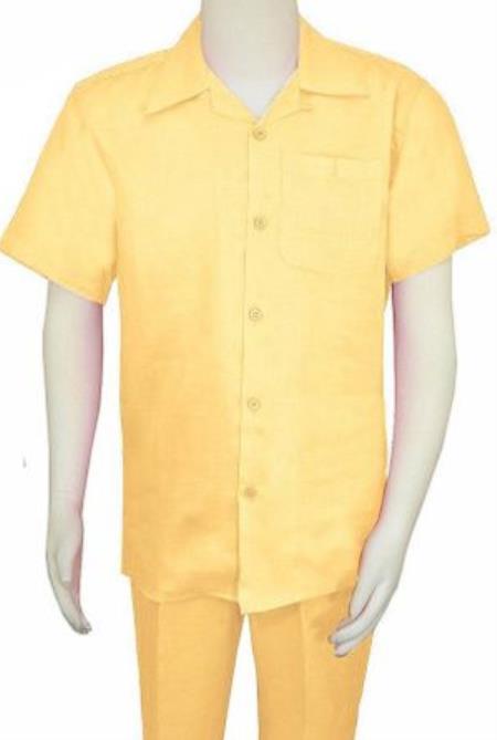 Mens Linen Walking Suit - "Yellow" Summer Outfit - Mens Linen Suit