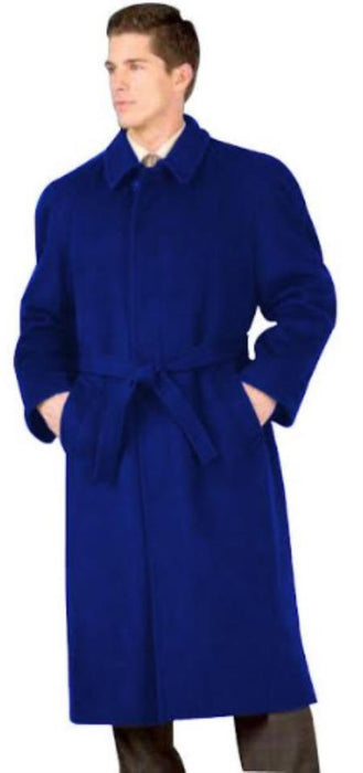 48 Inch Men's Dress Coat Belted Long Men's Dress Topcoat - Winter Coat ~ Men's Overcoat Four Button Coat With An 18 Inch