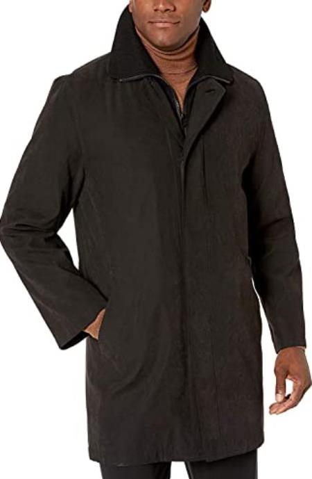 Mens Single Breasted Raincoat - Black