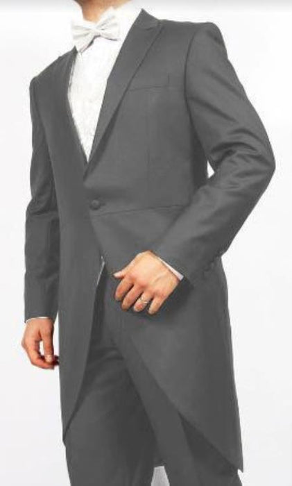 Men's Light Grey 2-Piece 1-Button Cutaway Tuxedo Jacket With The Tail Suit