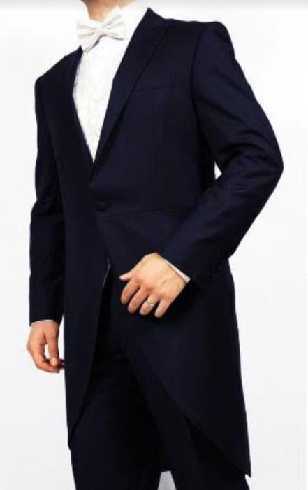 Men's Navy Blue 2-Piece 1-Button Cutaway Tuxedo Jacket With The Tail Suit