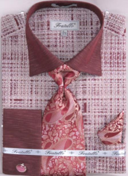 Mens Burgundy Shirt With Tie