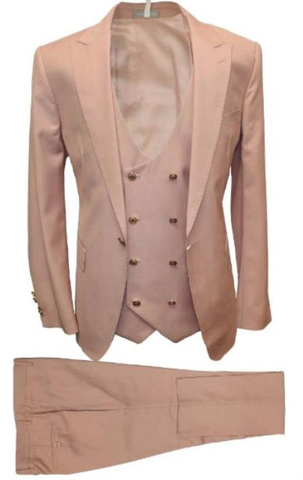 Mens 2 Button Notch Label Modern Fit Suits Rose Gold