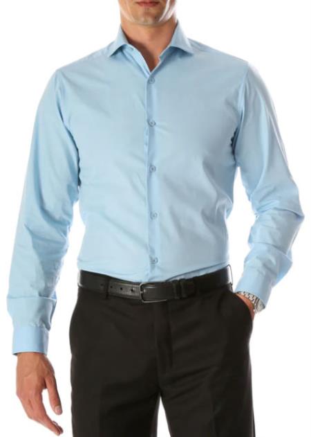 Mens Slim Fit Cotton Shirt - Sky Blue