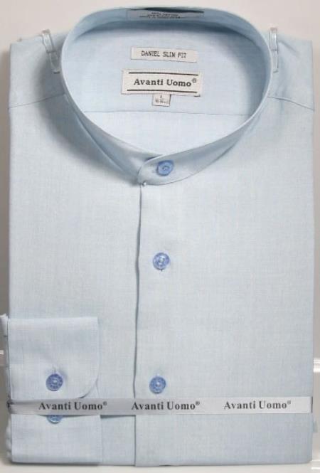 Mens Tapered Dress Shirts - Blue Shirt